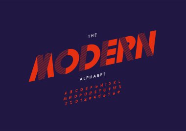 Biçimlendirilmiş modern alfabe, yazı tipi, vektör illüstrasyonu  