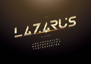 Biçimlendirilmiş lazarus alfabesi, yazı tipi, vektör illüstrasyonu  