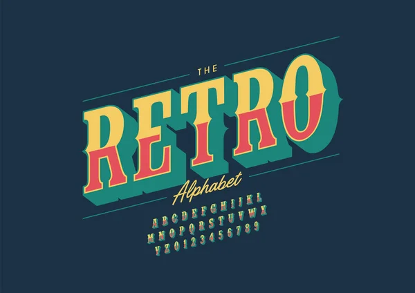 Alfabeto Retro Estilizado Fonte Ilustração Vetorial —  Vetores de Stock