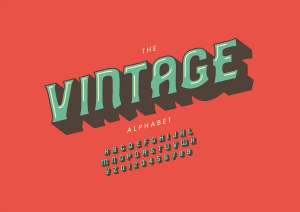 Stilizált Vintage Ábécé Betűtípus Vektor Illusztráció — Stock Vector