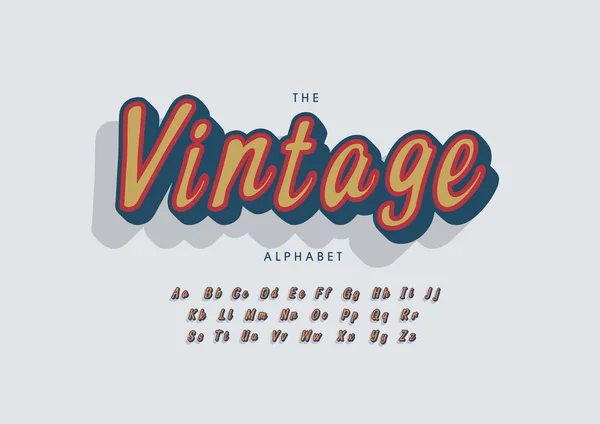 Alfabeto Vintage Estilizado Fuente Ilustración Vectorial — Vector de stock