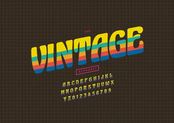 Alfabet Vintage Stilizat Font Ilustrație Vectorială — Vector de stoc