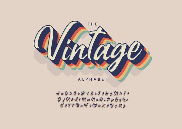 Alfabeto Vintage Estilizado Fuente Ilustración Vectorial — Vector de stock