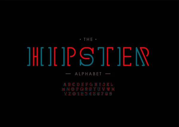 Stiliserad Hipster Alfabet Typsnitt Vektor Illustration — Stock vektor