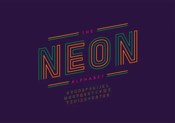 Stylized Neon Alphabet Font Vector Illustration — Stock Vector