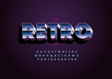 Biçimlendirilmiş retro alfabe, yazı tipi, vektör illüstrasyonu          