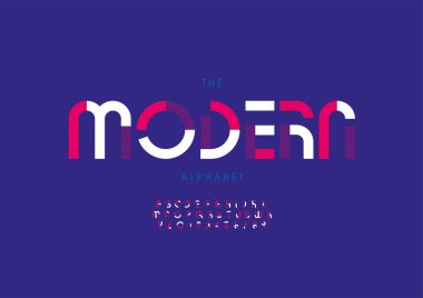 Biçimlendirilmiş modern alfabe, yazı tipi, vektör illüstrasyonu          