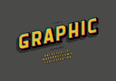 Biçimlendirilmiş grafik alfabesi, yazı tipi, vektör illüstrasyonu          