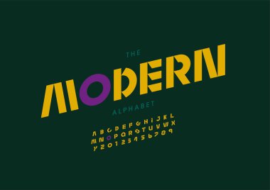Biçimlendirilmiş modern alfabe, yazı tipi, vektör illüstrasyonu          
