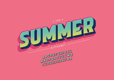 Biçimlendirilmiş yaz alfabesi, yazı tipi, vektör illüstrasyonu          