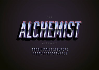 Biçimlendirilmiş simyacı alfabesi, yazı tipi, vektör illüstrasyonu         