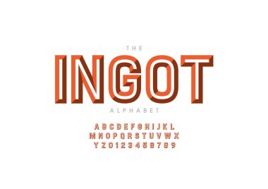 Biçimlendirilmiş ingot alfabesi, yazı tipi, vektör illüstrasyonu        