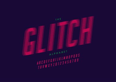 Biçimlendirilmiş hata alfabesi, yazı tipi, vektör illüstrasyonu         