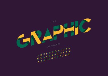 Biçimlendirilmiş grafik alfabesi, yazı tipi, vektör illüstrasyonu       