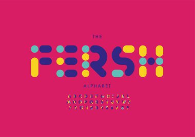 Biçimlendirilmiş taze alfabe, yazı tipi, vektör illüstrasyonu       