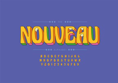 Biçimlendirilmiş alfabe, yazı tipi, vektör illüstrasyonu       