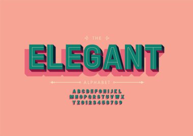 Biçimlendirilmiş zarif alfabe, yazı tipi, vektör illüstrasyonu       