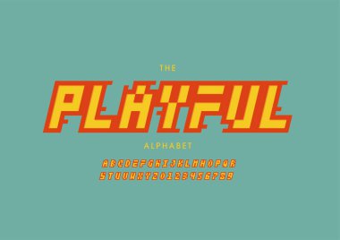 Biçimlendirilmiş oyuncu alfabe, yazı tipi, vektör illüstrasyonu       