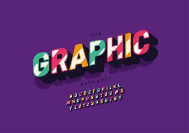 Biçimlendirilmiş grafik alfabesi, yazı tipi, vektör illüstrasyonu      