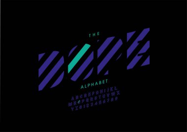 Biçimlendirilmiş doping alfabesi, yazı tipi, vektör illüstrasyonu      