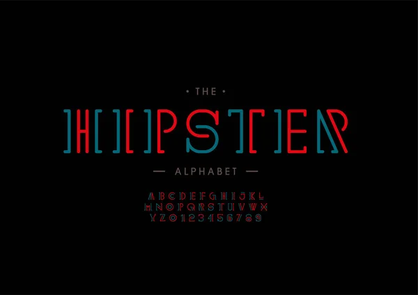 Alphabet Hipster Stylisé Police Illustration Vectorielle — Image vectorielle