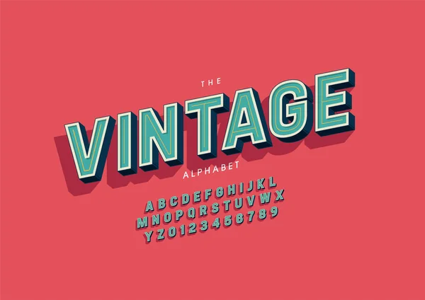 Estilo Vintage Alfabeto Vintage Fuente Vector Ilustración — Archivo Imágenes Vectoriales