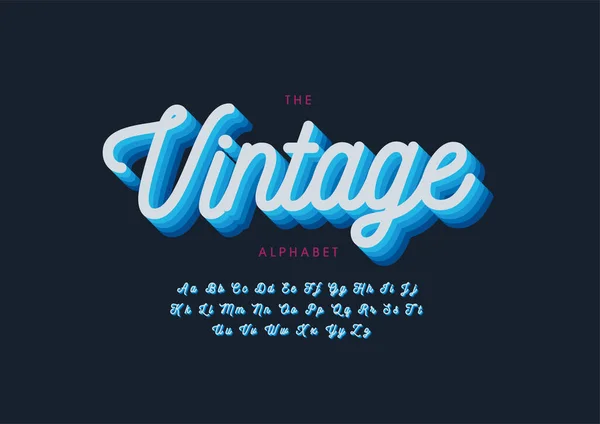 Stiliserad Vintage Alfabet Typsnitt Vektor Illustration — Stock vektor