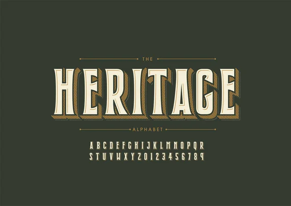 Gestileerd Erfgoed Alfabet Lettertype Vectorillustratie — Stockvector