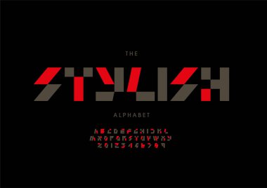 Biçimlendirilmiş alfabe, yazı tipi, vektör illüstrasyonu     