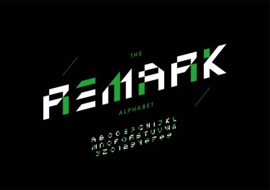 Biçimlendirilmiş açıklama alfabesi, yazı tipi, vektör illüstrasyonu     