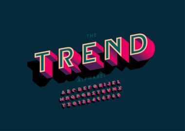 Biçimlendirilmiş trend alfabesi, yazı tipi, vektör illüstrasyonu     