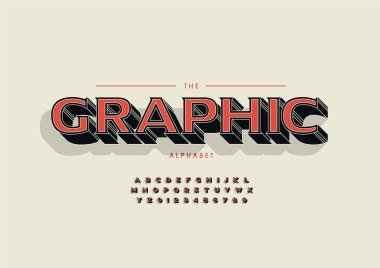 Biçimlendirilmiş grafik alfabesi, yazı tipi, vektör illüstrasyonu     