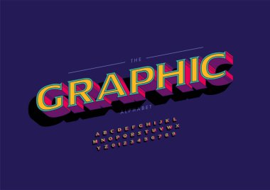 Biçimlendirilmiş grafik alfabesi, yazı tipi, vektör illüstrasyonu     