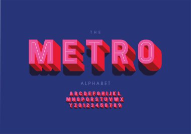 Biçimlendirilmiş metro alfabesi, yazı tipi, vektör illüstrasyonu     