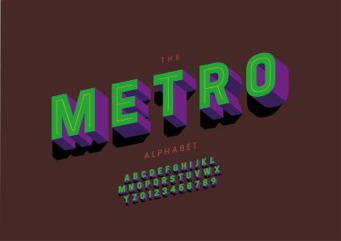 Biçimlendirilmiş metro alfabesi, yazı tipi, vektör illüstrasyonu     