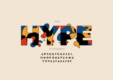 Biçimlendirilmiş alfabe, yazı tipi, vektör illüstrasyonu     