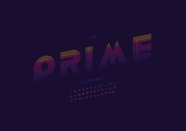 Biçimlendirilmiş asal alfabe, yazı tipi, vektör illüstrasyonu     