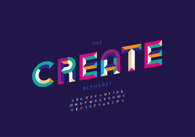 Biçimlendirilmiş alfabe, yazı tipi, vektör illüstrasyonu oluştur     