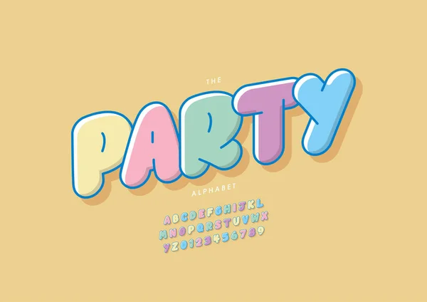 Stylized Party Alphabet Font Vector Illustration — 스톡 벡터