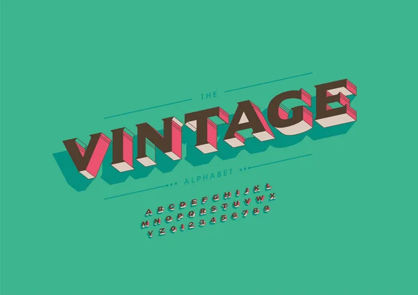 Alfabeto Vintage Estilizado Fonte Ilustração Vetorial — Vetor de Stock