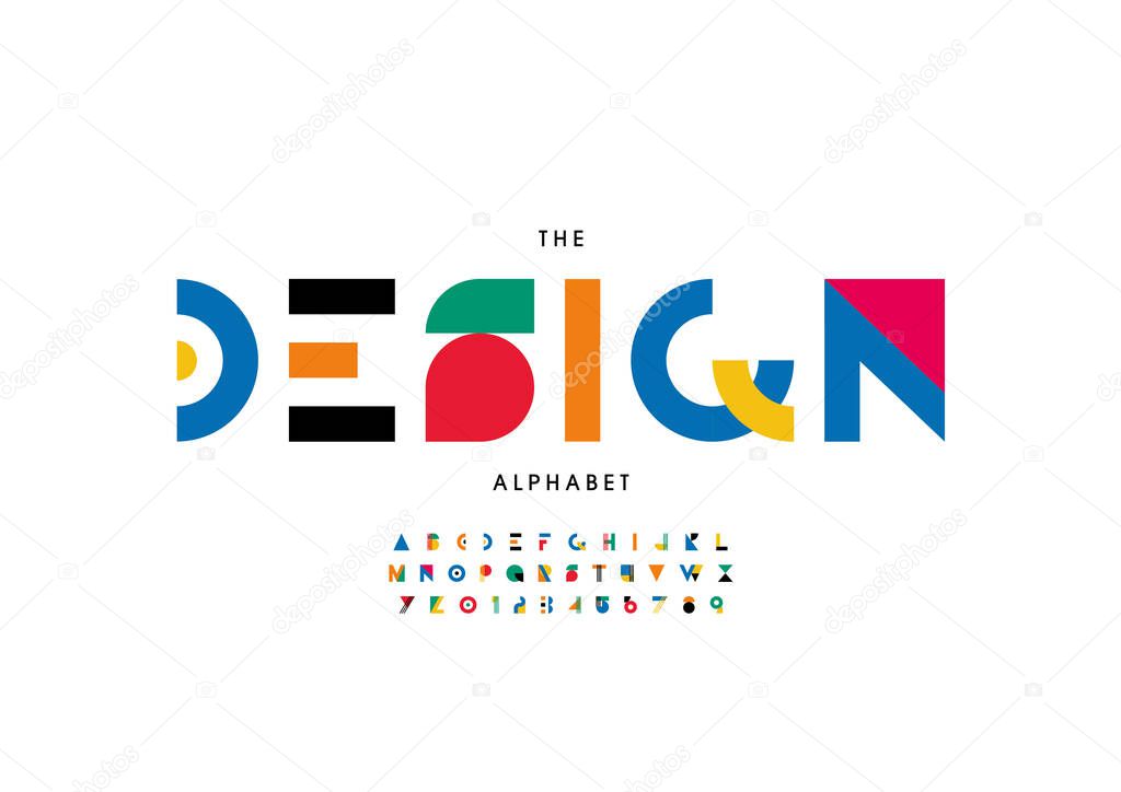 Stylized   design     alphabet, font,  vector illustration     