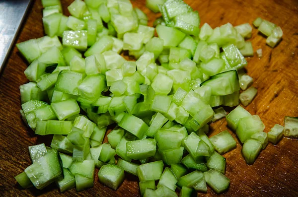 Fresh Bio Cucumber Finely Chopped — Stock Photo, Image