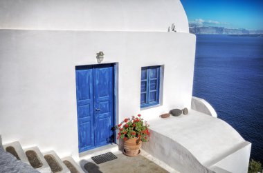 Santorini şehrin bir görünüm