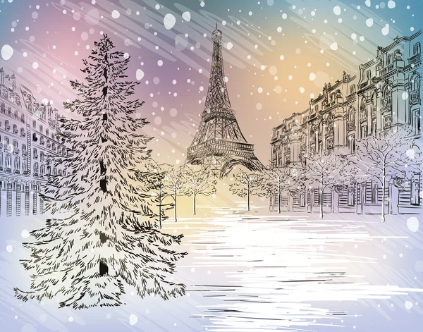 Winter day in Paris — Stock Vector