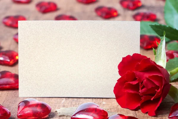 Valentines day background with rose and hearts — Stock Photo, Image