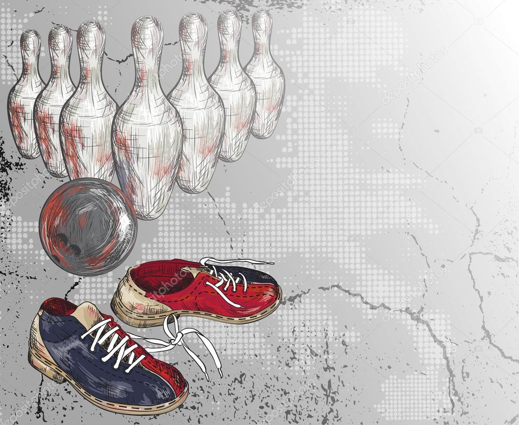 Grunge  vector background of a bowling design