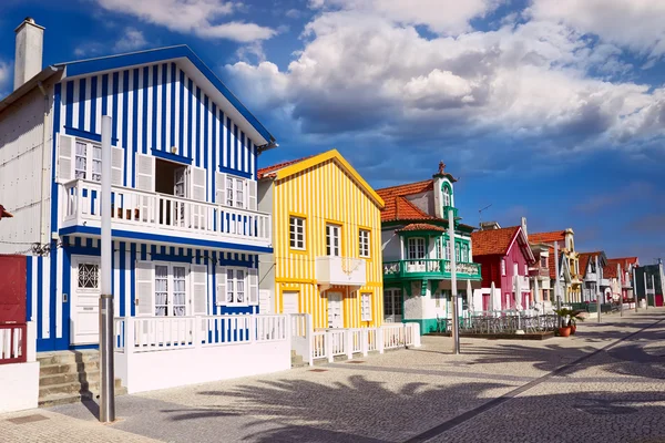 Houses in Costa Nova, Aveiro, Portugal — Stock Photo, Image