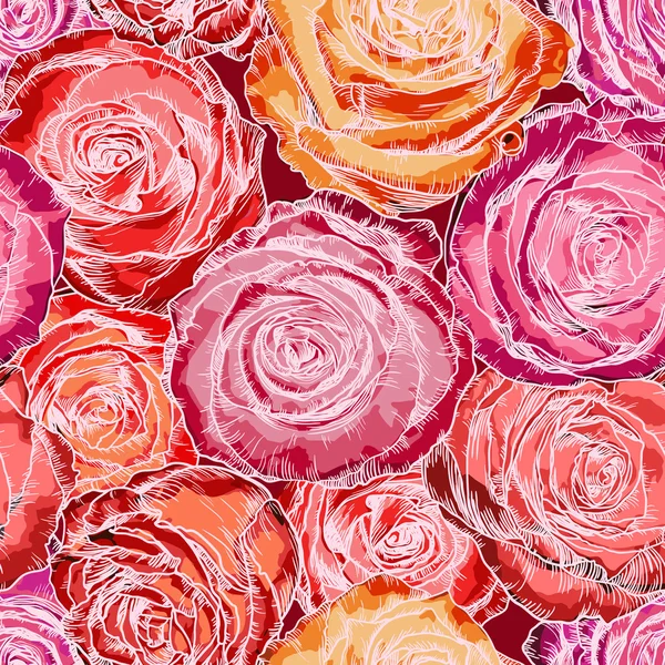 Patrón sin costuras con rosas rosadas — Archivo Imágenes Vectoriales