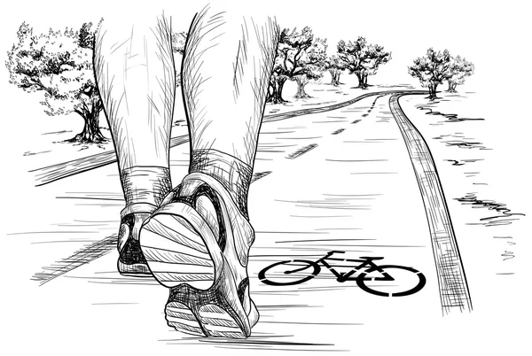 Эскиз ног бегуна (Прогулка) в марафоне — стоковый вектор