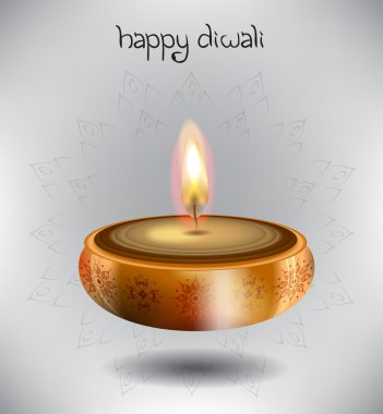 Diwali celebration için rangoli ve şık metin ile lamba